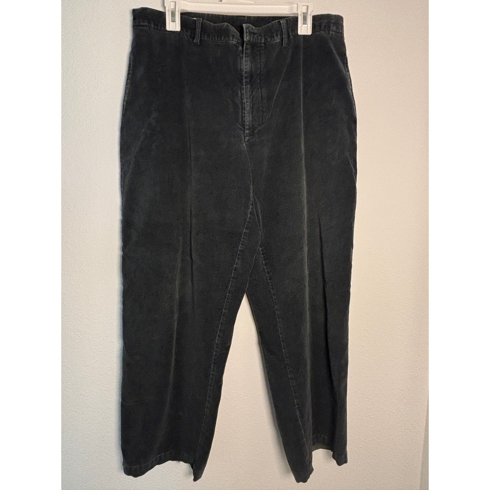 Perry Ellis Mens Corduroy Pants‎ 36x32 Black 100% Cotton Flat Front Casual